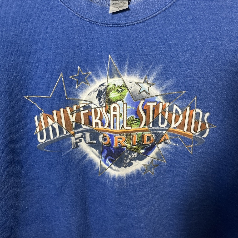 Universal‎ Studios Florida Sz Large Sweatshirt Blue Crew Neck Stars Globe Unisex